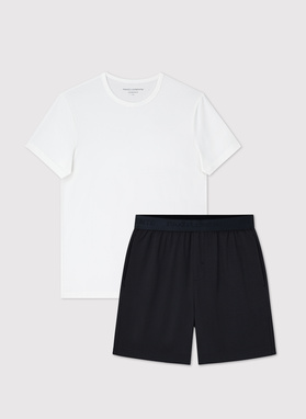 Biało-czarna piżama męska z bawełną