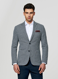 Granatowa marynarka w pepitkę