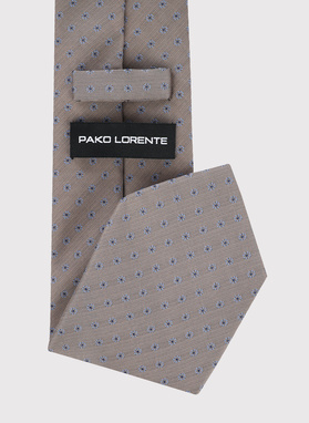 Beżowy krawat w mikrowzór