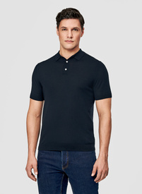 Granatowe polo swetrowe z wełny merino