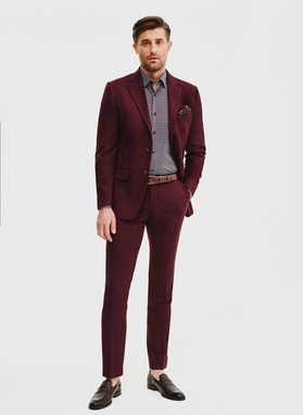 Męska koszula w bordowy mikrowzór