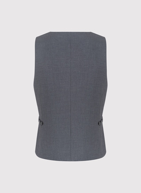 Szara dwurzędowa kamizelka męska