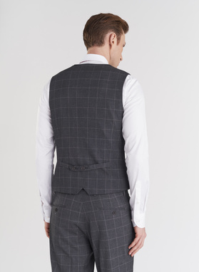 Szare garniturowe spodnie w kratę