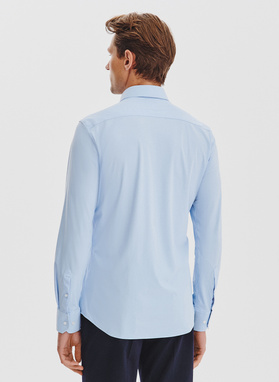 Niebieska dzianinowa koszula męska