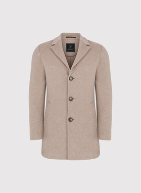 Beżowy płaszcz z wełną