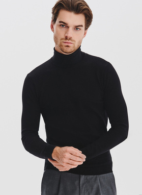 Czarny gładki golf męski