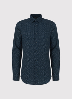 Granatowa koszula we wzór geometryczny