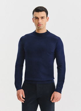 Granatowy bawełniany półgolf męski