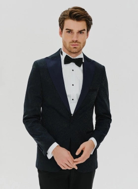 Ślubny czarno-granatowy smoking męski