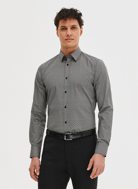 Czarna koszula męska w mikrowzór