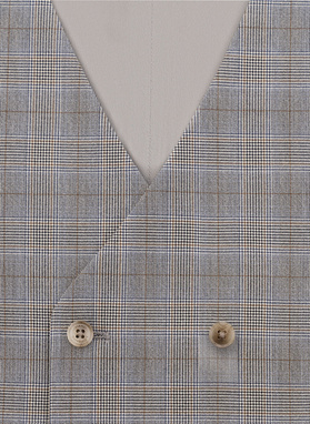 Szara dwurzędowa kamizleka w drobną kratkę