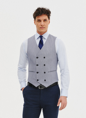 Dwurzędowa kamizelka męska w pepitkę