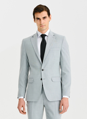 Ślubny szary garnitur męski