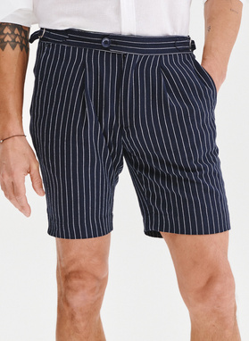 Szorty męskie w prążek z lnem