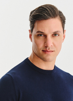 Granatowy bawełniany sweter z kaszmirem