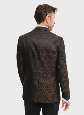 Brązowa żakardowa marynarka smokingowa
