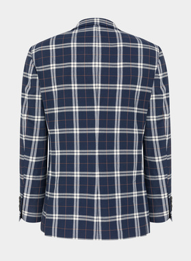 Granatowy garnitur w intensywną kratę