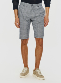 Męskie szorty w kratkę z lnem