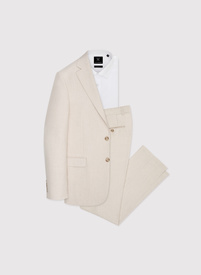 Beżowy garnitur męski z lnem