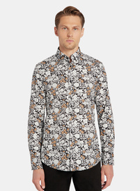 Czarna koszula męska kwiaty