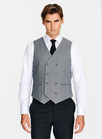 Dwurzędowa szara kamizelka w pepitkę