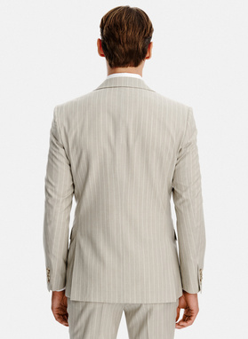 Beżowa marynarka garniturowa w prążek