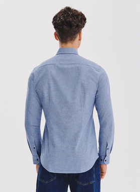 Granatowa koszula w pepitkę