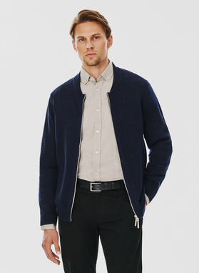 Sweter męski rozpinany w granatowym kolorze