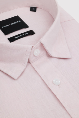 Lniana koszula męska w kolorze różowym