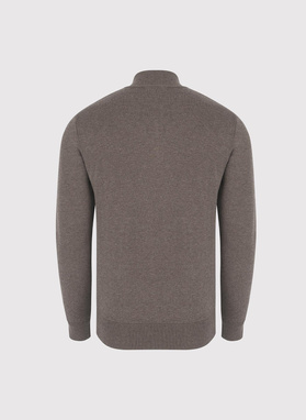 Brązowy sweter z rozpinaną stójką