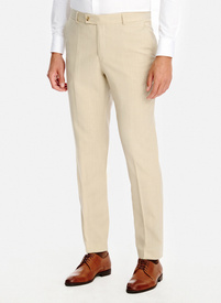 Beżowe wełniane spodnie garniturowe