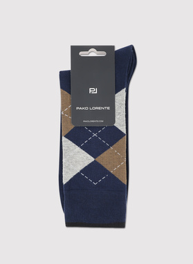 Granatowe skarpety w romby