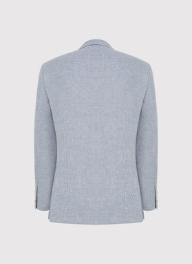 Niebieska marynarka casual z lnem i wełną