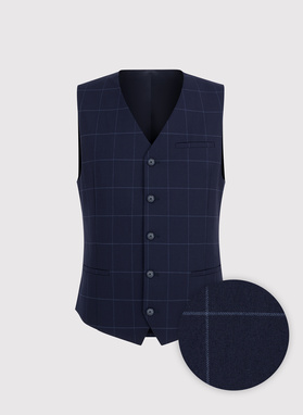 Granatowa kamizelka męska w kratę
