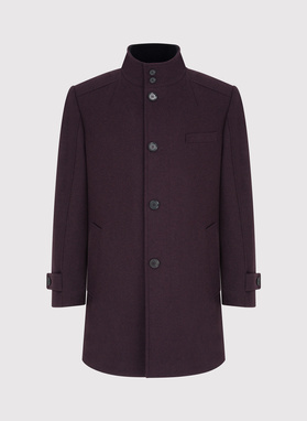 Wełniany płaszcz męski w kolorze bordowym