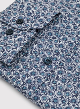 Niebieska koszula męska w kwiaty