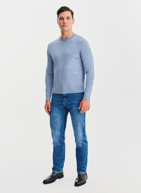Niebieski sweter męski o-neck