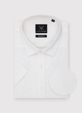 Lniana biała koszula z krótkim rękawem