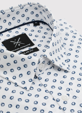 Biała bawełniana koszula mikrowzór