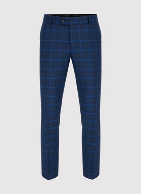 Kraciaste spodnie garniturowe z wełną