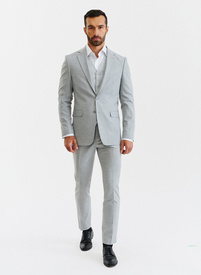 Męskie jasnoszare spodnie garniturowe
