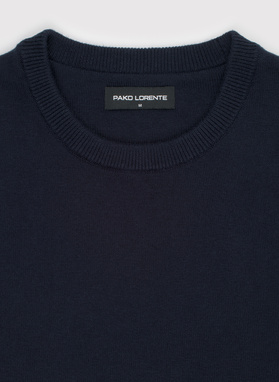 Granatowy bawełniany sweter z kaszmirem