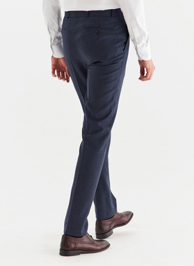 Granatowe spodnie garniturowe w kratę