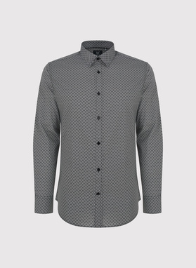 Czarna koszula męska w mikrowzór