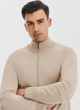 Beżowy rozpinany sweter męski