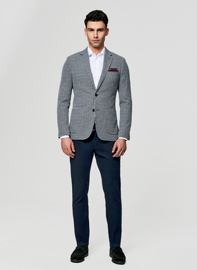 Granatowa marynarka w pepitkę