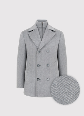 Wełniany dwurzędowy płaszcz męski