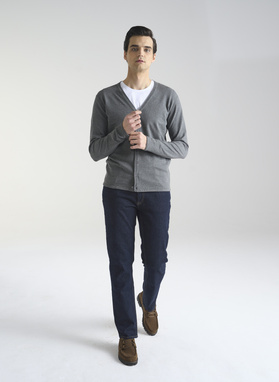Szary kardigan męski