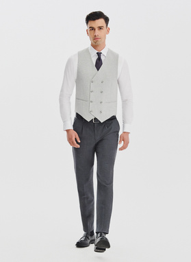 Dwurzędowa kamizelka męska w drobną kratę