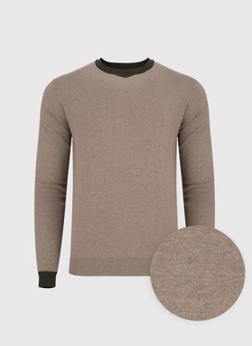 Melanżowy sweter męski dekolt V-neck
